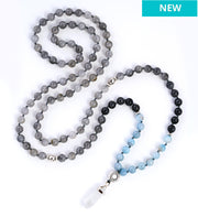 CrystalFlow_5 gray and blue beaded necklace